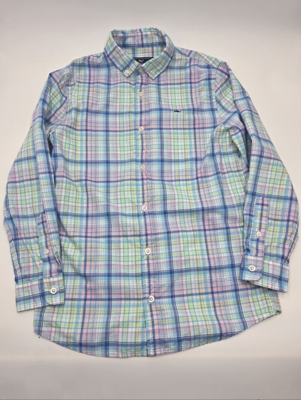 Vineyard Vines boys' pastel plaid button down shirt size M
